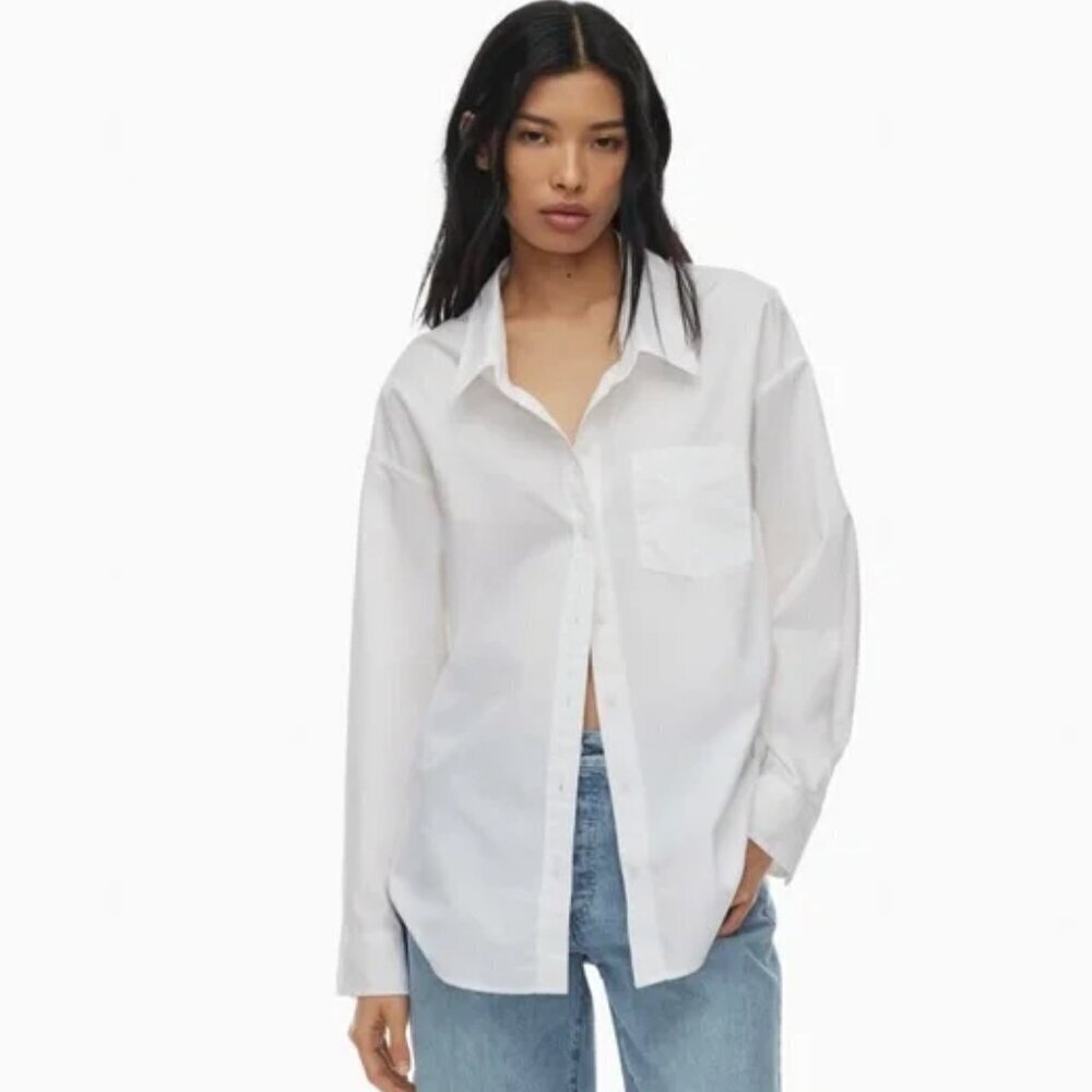 Aritzia Wilfred Free Relaxed Button Up Shirt White Size Small